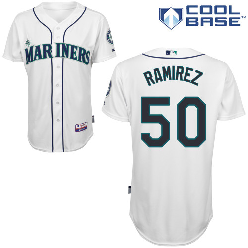 Erasmo Ramirez #50 MLB Jersey-Seattle Mariners Men's Authentic Home White Cool Base Baseball Jersey